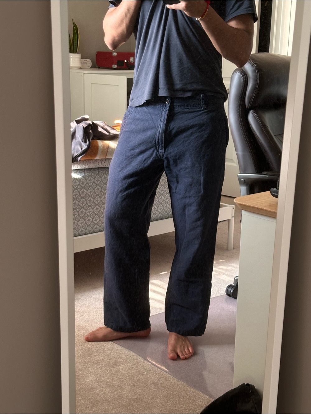 Banana Republic Relaxed Navy Linen Pant